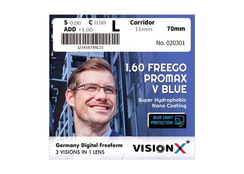 Tròng Kính VisionX 1.60 Freego Promax V Blue SHMC