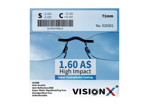 Tròng kính VisionX 1.60 AS High Impact SHMC