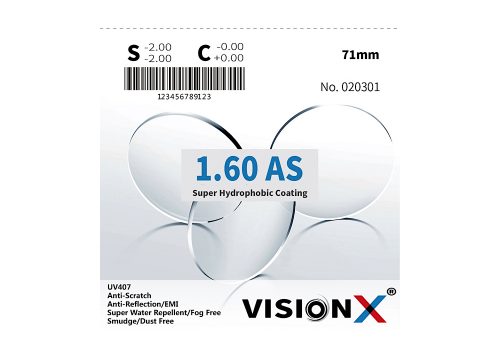 Tròng kính VisionX 1.60 AS UV407 SHMC
