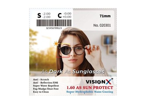 Tròng kính đổi màu VisionX 1.60AS Sun Protect SHMC