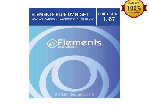 Tròng Kính Elements Blue UV Cut Night AR 1.67 SHMC