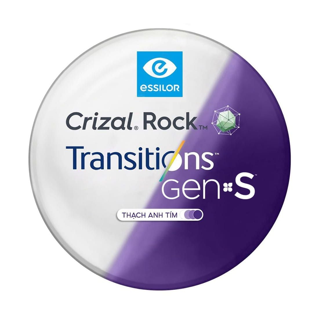 Tròng Kính Đổi Màu Thạch Anh Tím Essilor Transitions Gen S- Crizal Rock Trong Kinh Doi Mau Thach Anh Tim Essilor Transitions Gen S Crizal Rock