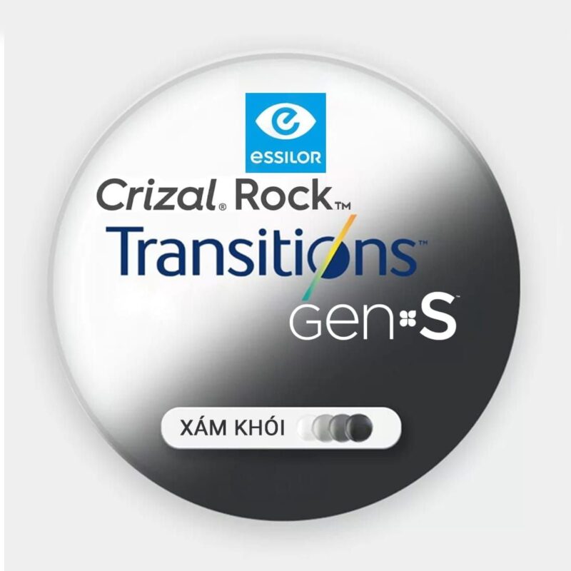 Tròng Kính Đổi Màu Xám Khói Essilor Transitions Gen S- Crizal Rock