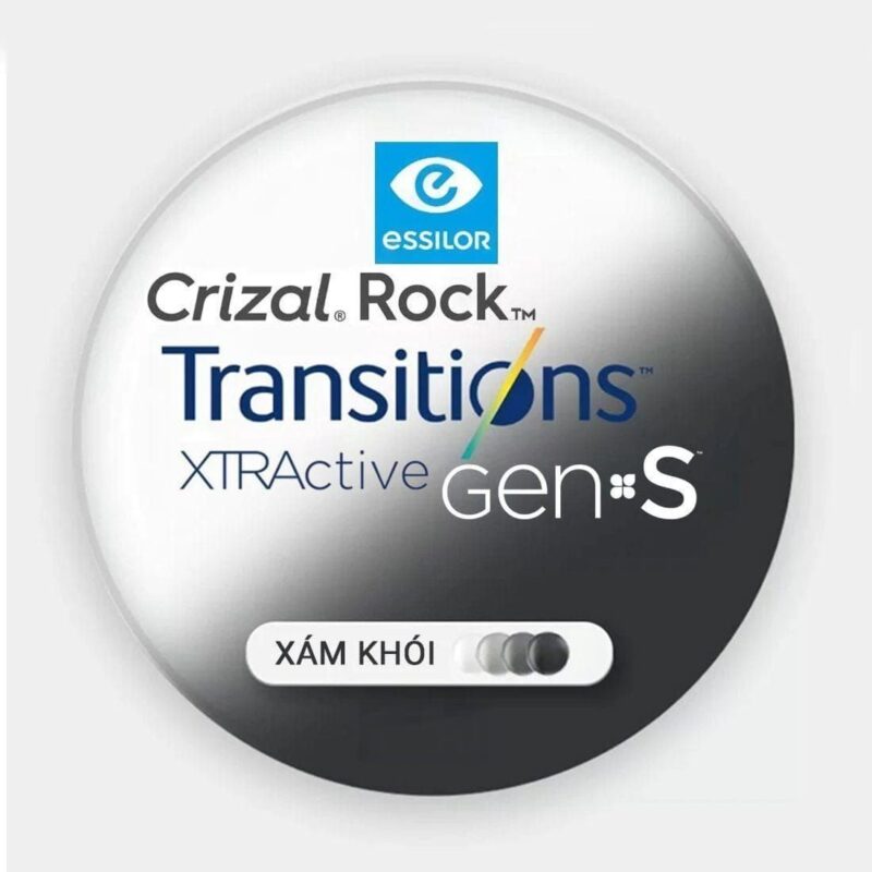Tròng Kính Đổi Màu Xám Khói Essilor Transitions Xtractive Gen S- Crizal Rock