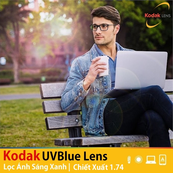 Tròng Kính Chống Ánh Sáng Xanh Kodak UVBlue Lens 1.74 Asph
