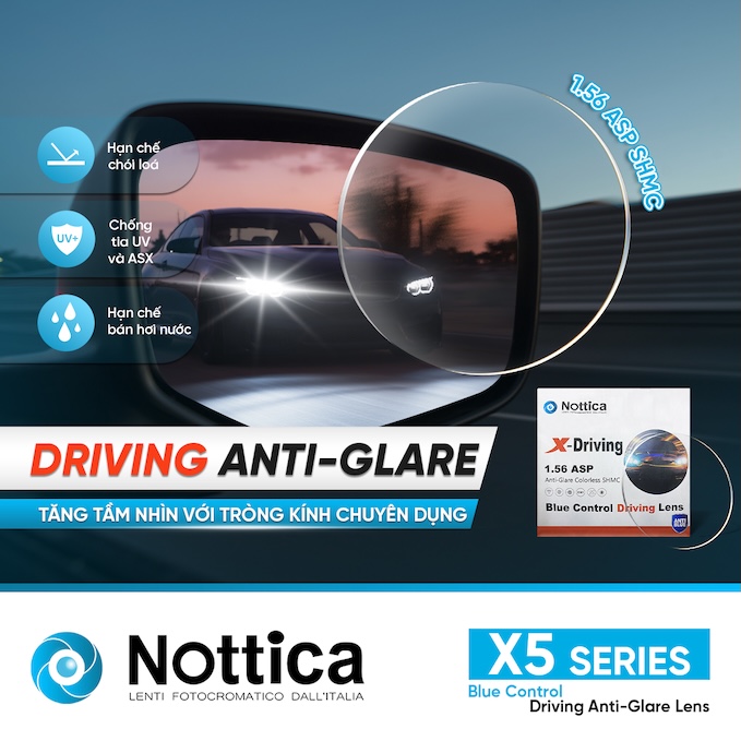 Tròng Kính Chuyên Dùng Lái Xe Nottica 1.56 Asp X-Driving 01 Trong Kinh Chuyen Dung Lai Xe Nottica 1.56 Asp X Driving 01