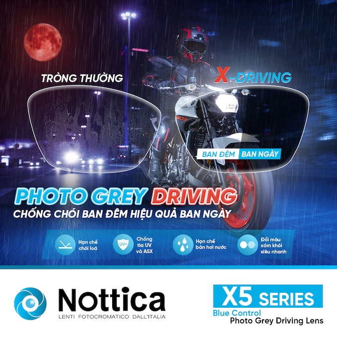 Tròng Kính Chuyên Dùng Lái Xe Nottica 1.56 Asp X Driving - Đổi Màu Khói 01 Trong Kinh Chuyen Dung Lai Xe Nottica 1.56 Asp X Driving Doi Mau Khoi 01