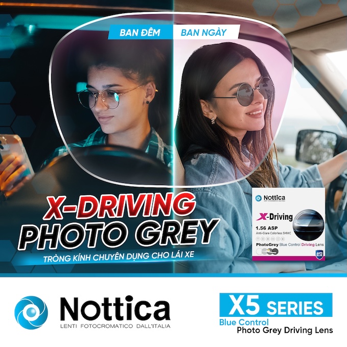 Tròng Kính Chuyên Dùng Lái Xe Nottica 1.56 Asp X Driving - Đổi Màu Khói 02 Trong Kinh Chuyen Dung Lai Xe Nottica 1.56 Asp X Driving Doi Mau Khoi 02