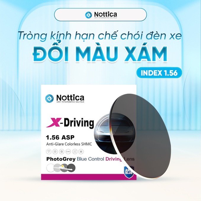 Tròng Kính Chuyên Dùng Lái Xe Nottica 1.56 Asp X Driving - Đổi Màu Khói