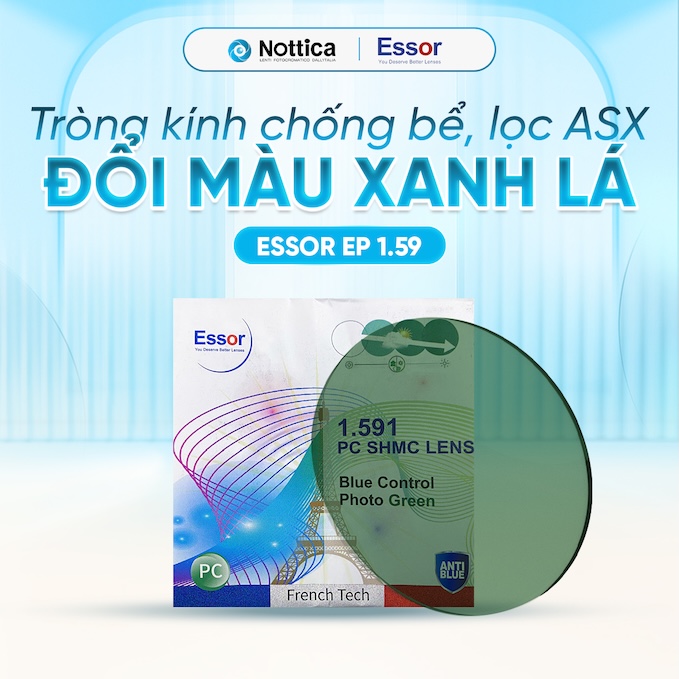 Tròng Kính Essor EP 1.59 Polycarbonate Jelly Series - Đổi Màu Xanh Lá Trong Kinh Essor EP 1.59 Polycarbonate Jelly Series Doi Mau Xanh La