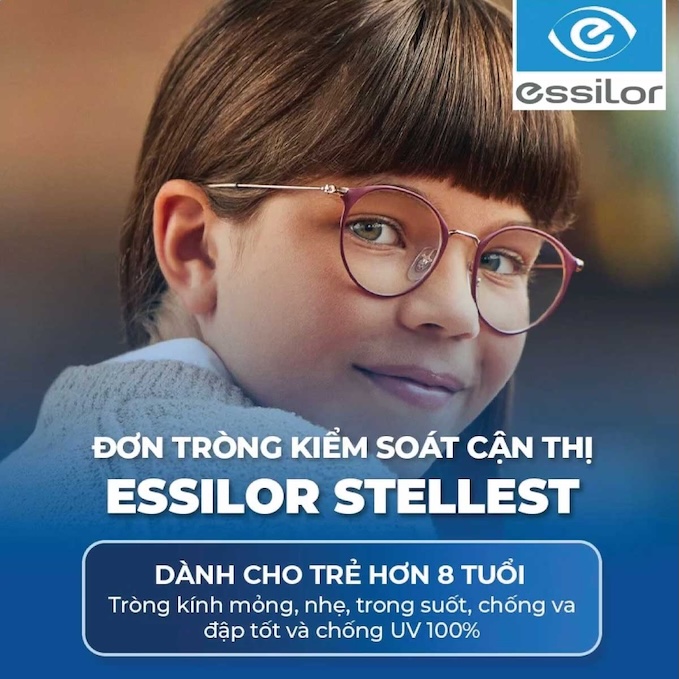 Tròng Kính Kiểm Soát Tiến Triển Cận Thị Cho Trẻ Em Essilor Stellest 1.59 Airwear