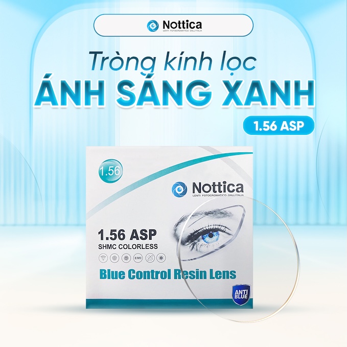 Tròng Kính  Nottica N4 1.56 Asp Blue Control - Chống Ánh Sáng Xanh