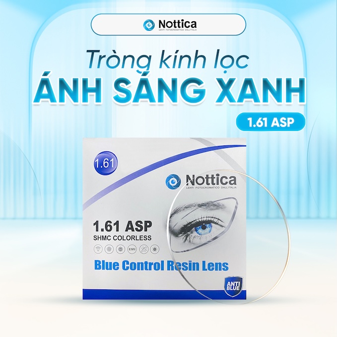 Tròng Kính  Nottica N4 1.61 Asp Blue Control - Chống Ánh Sáng Xanh