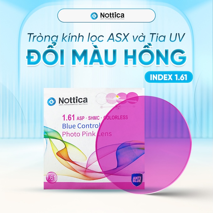 Tròng Kính Nottica N5 Jelly Series 1.61 ASP Đổi Màu Hồng– Chống Ánh Sáng Xanh