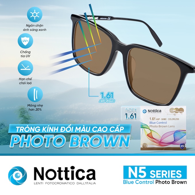 Tròng Kính Nottica N5 Jelly Series 1.61 ASP Đổi Màu Trà– Chống Ánh Sáng Xanh 02 Trong Kinh Nottica N5 Jelly Series 1.61 ASP Doi Mau Tra– Chong Anh Sang Xanh 02