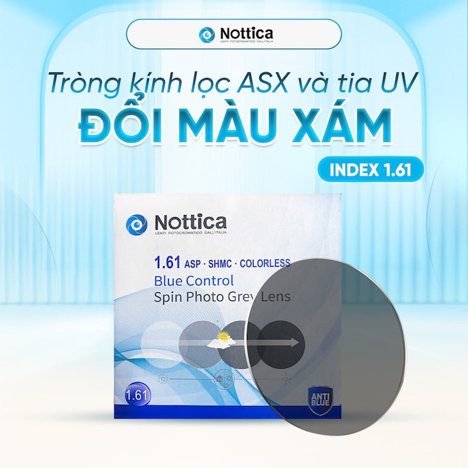 Tròng Kính Nottica N5 Series 1.61 ASP Đổi Màu Khói - Chống Ánh Sáng Xanh