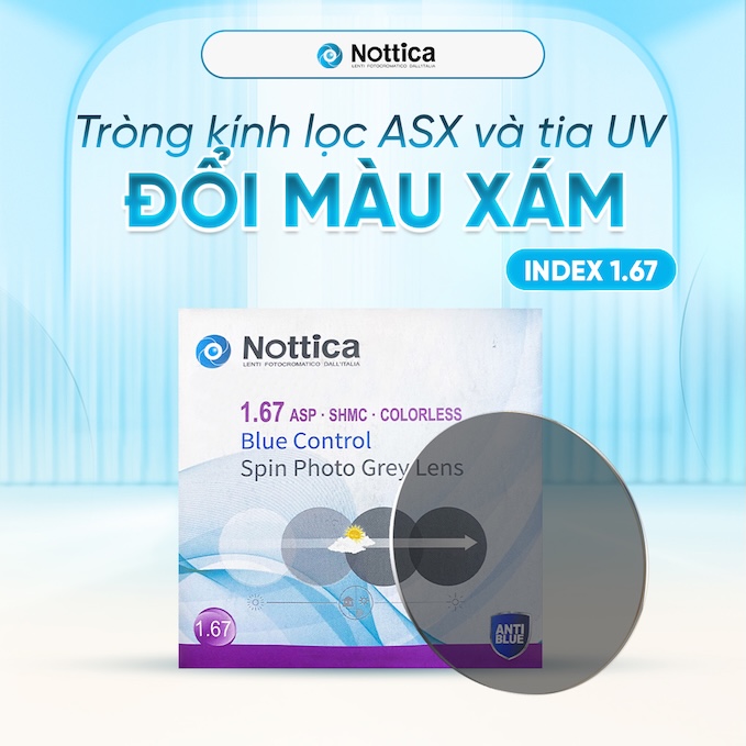 Tròng Kính Siêu Mỏng Nottica N5 Series 1.67 ASP Đổi Màu Khói - Chống Ánh Sáng Xanh