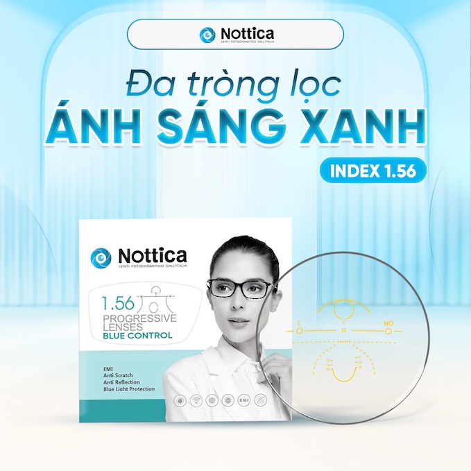 Tròng Kính Nottica O5 Series 1.56 Progressive – Đa Tròng Chống Ánh Sáng Xanh