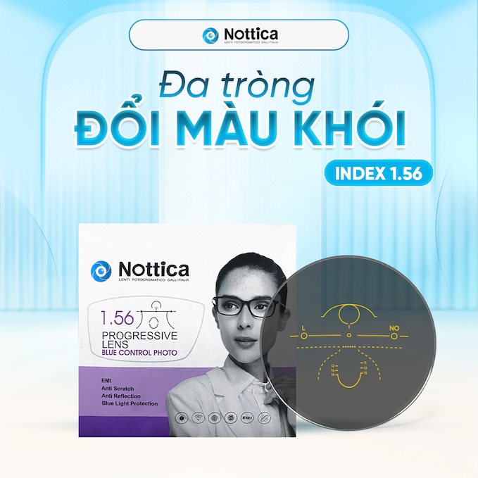 Tròng Kính Nottica O5 Series 1.56 Progressive – Đa Tròng Đổi Màu Khói